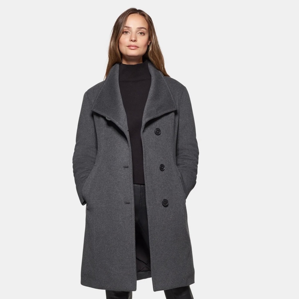 SUPER FINE VIRGIN WOOL COAT, CHARCOAL